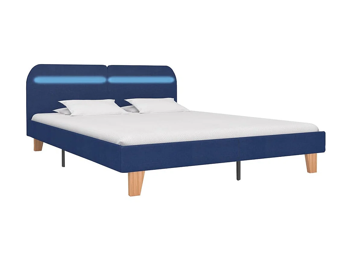 Cama 180x200 cm con LED tela azul ES31369