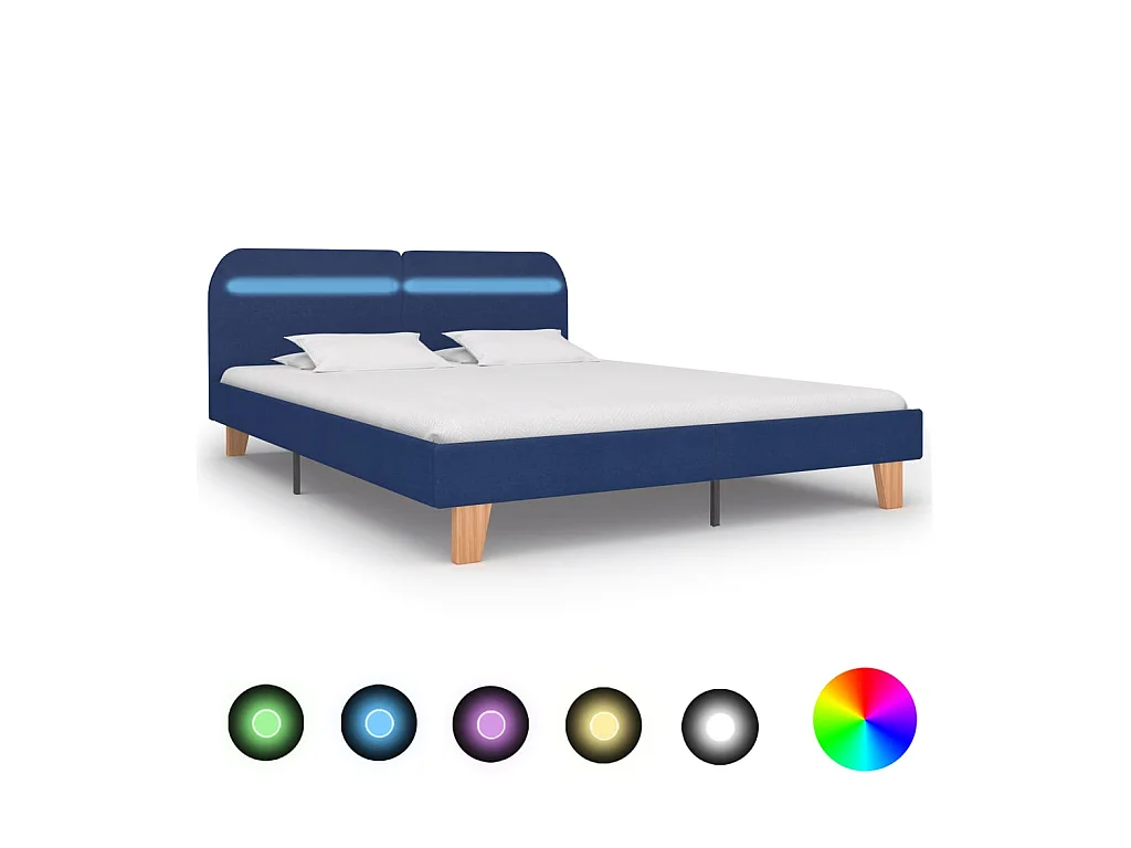 Lit-180x200 cm avec LED Bleu Tissu EGGB30087
