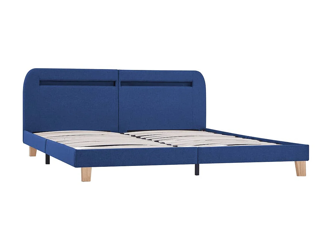 Cama 180x200 cm con LED tela azul ES31369