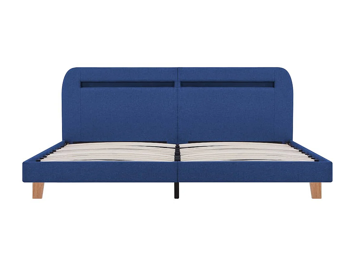 Cama 180x200 cm con LED tela azul ES31369