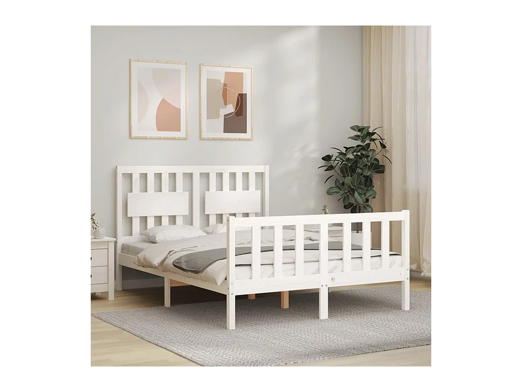Lit-120x200 cm avec tête de lit blanc bois massif EGGB71393