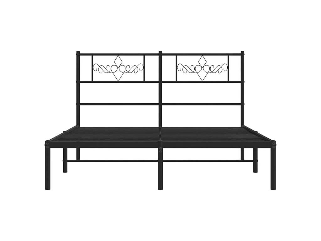 Lit-135x190 cm métal avec tête de lit noir EGGB24723