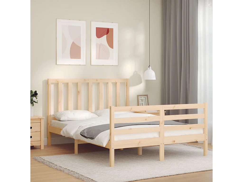 Lit-120x190 cm avec tête de lit petit double bois massif EGGB45591