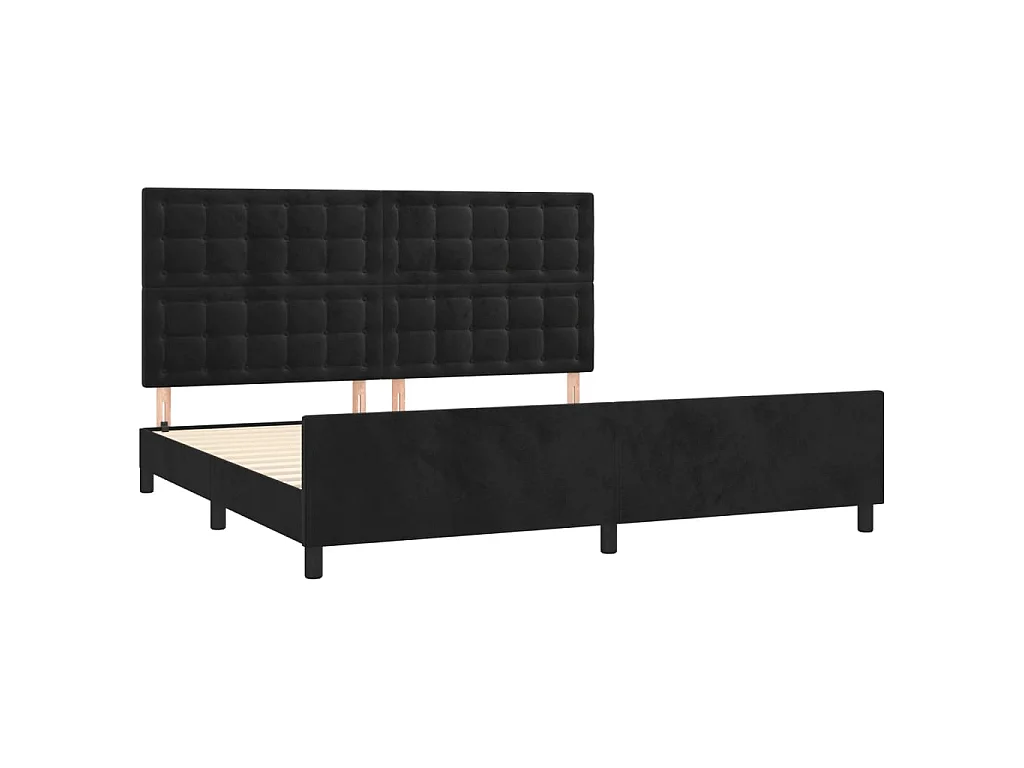 Cama c/ cabeceira 200x200 cm veludo preto PT364493