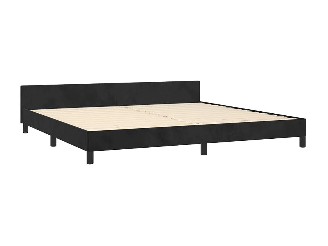 Cama c/ cabeceira 200x200 cm veludo preto PT364493