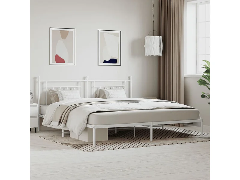 Cama com cabeceira 200x200 cm metal branco PT990112