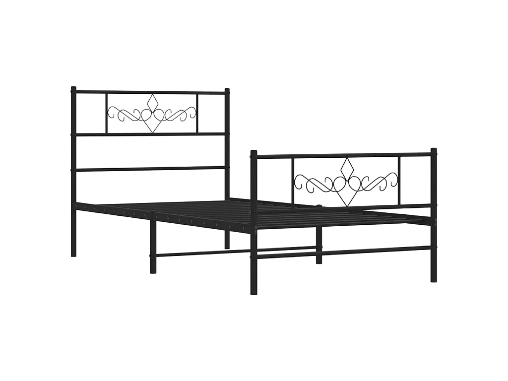 Cama com cabeceira e pés 90x200 cm metal preto PT292183