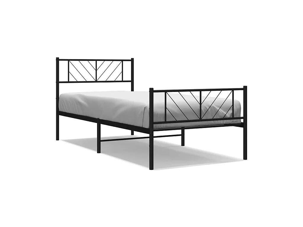 Cama 100x200 cm con cabecero y estribo metal negro ES39321