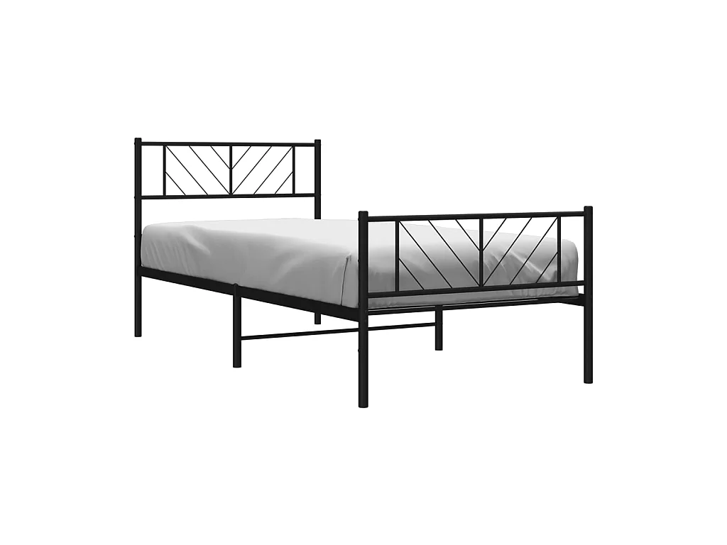 Cama 100x200 cm con cabecero y estribo metal negro ES39321