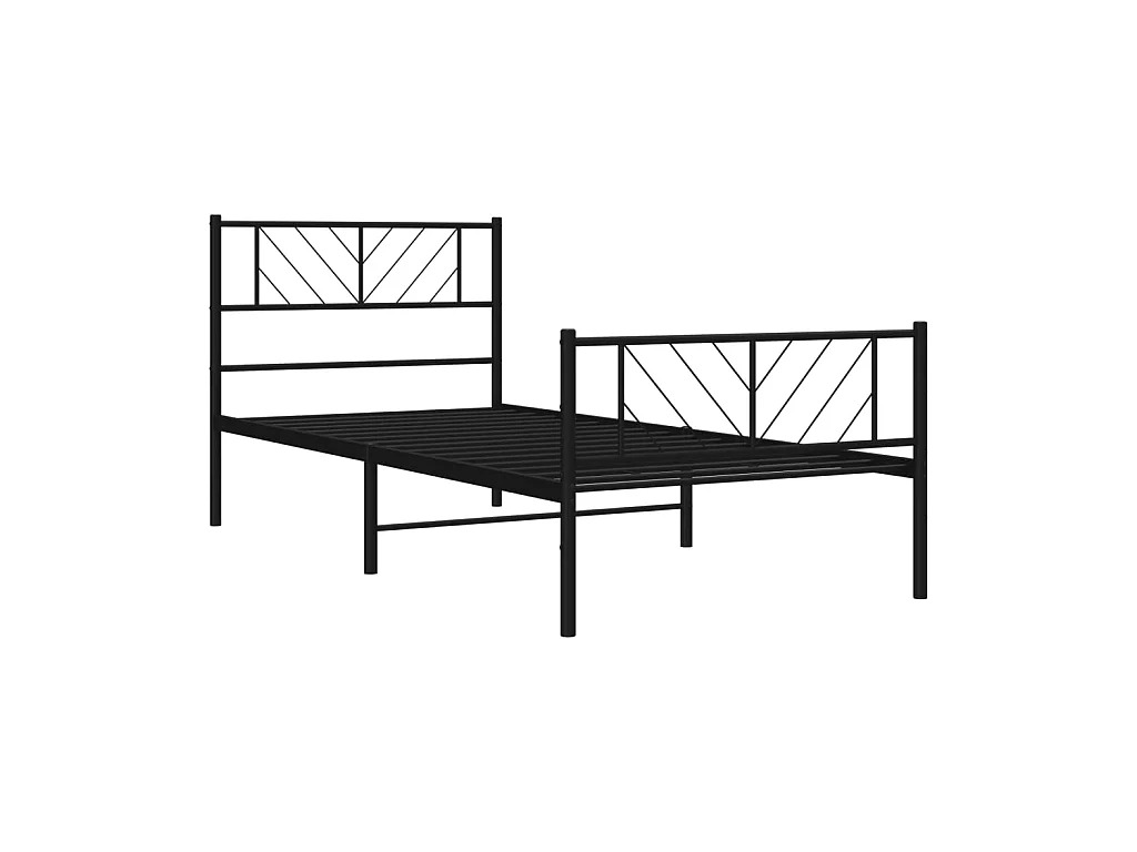 Cama 100x200 cm con cabecero y estribo metal negro ES39321