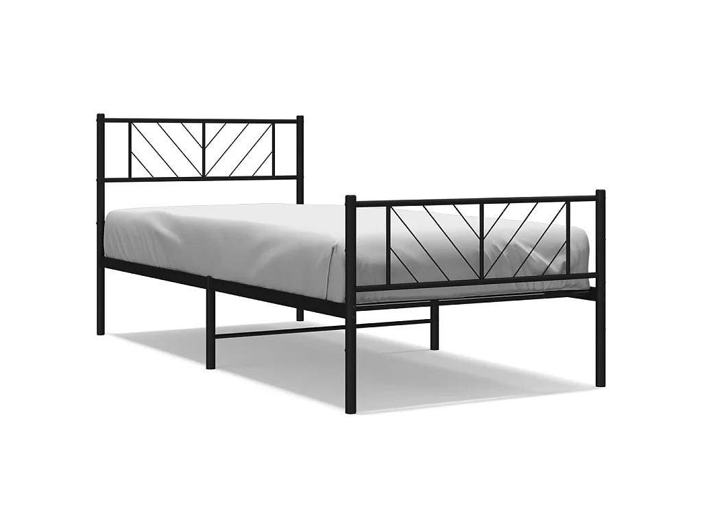 Cama 100x200 cm con cabecero y estribo metal negro ES39321
