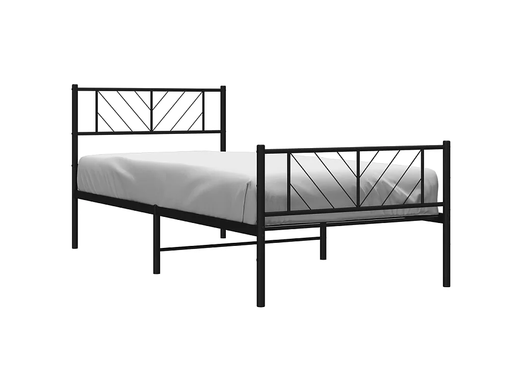 Cama 100x200 cm con cabecero y estribo metal negro ES39321