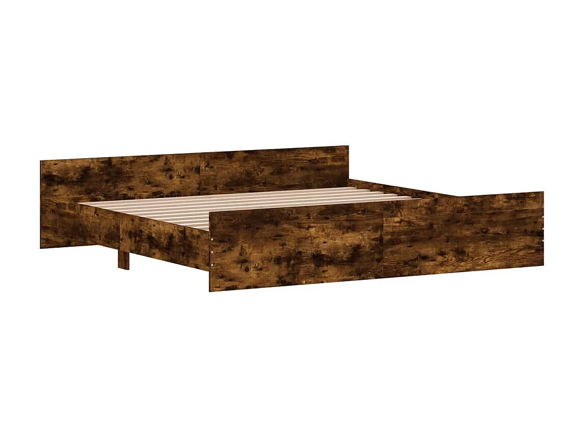 Cama 180x200 cm con cabecero piecero roble ahumado ES35314