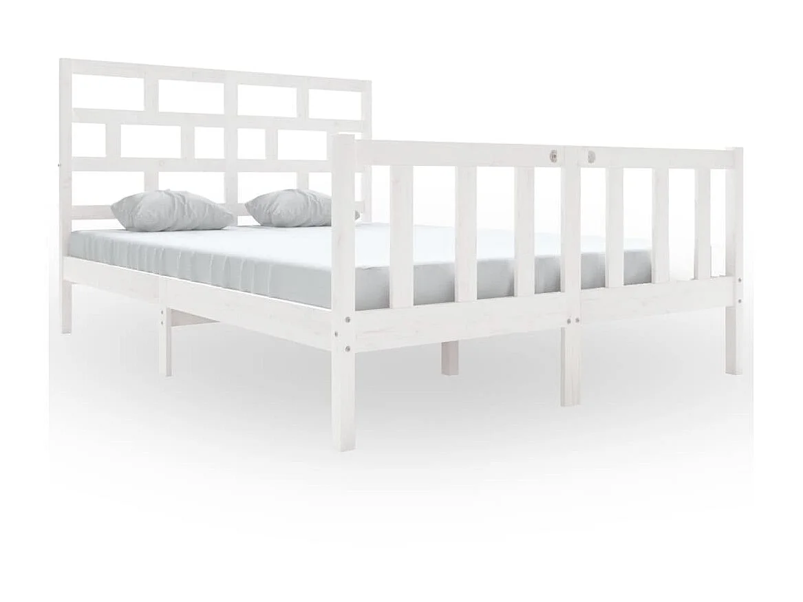 Lit-140x200 cm Blanc Bois de pin massif EGGB40744