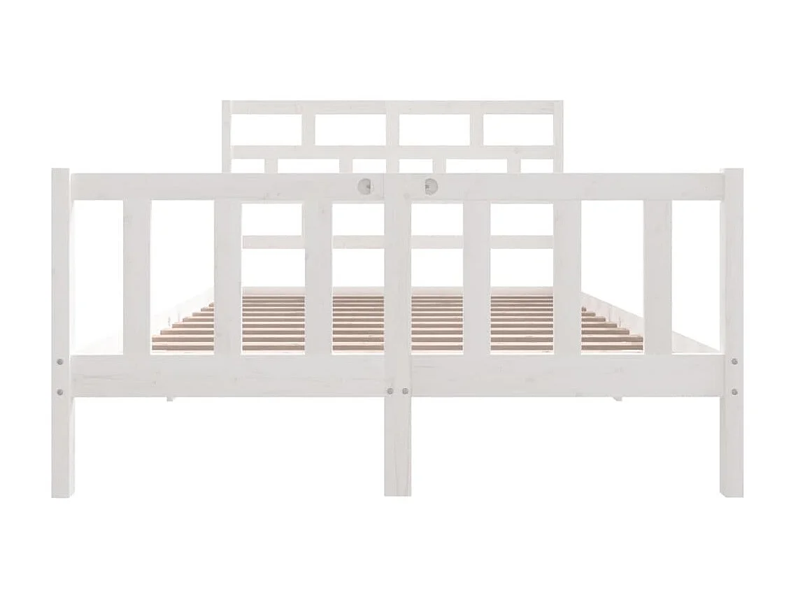 Lit-140x200 cm Blanc Bois de pin massif EGGB40744