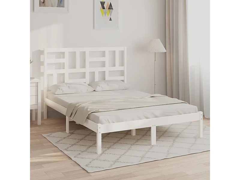 Cama 140x200 cm de madera maciza blanca ES98858