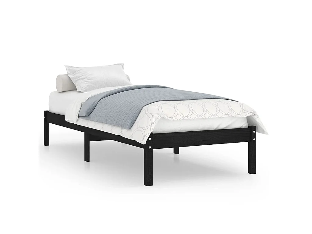 Cama 100x200 cm de madera maciza de pino negra ES44670