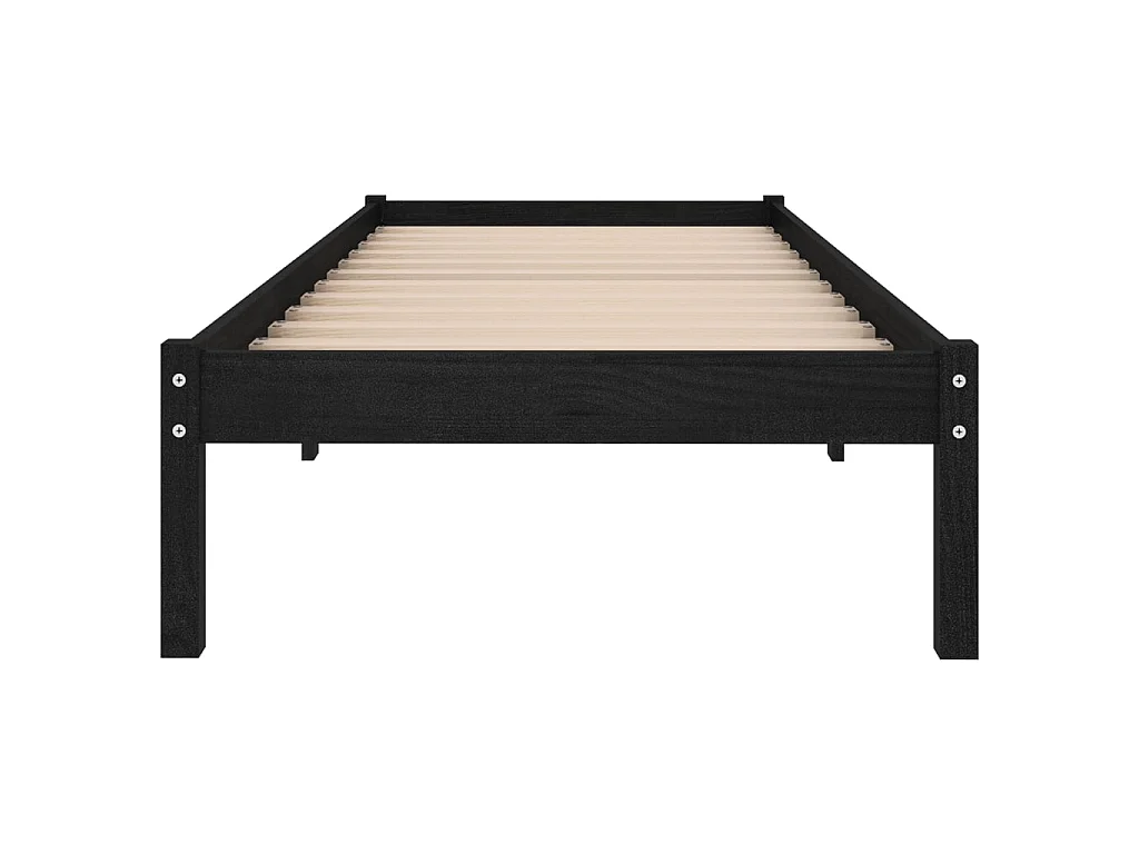 Cama 100x200 cm de madera maciza de pino negra ES44670