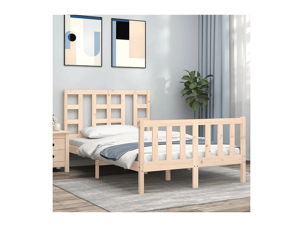 Lit-120x190 cm avec tête de lit petit double bois massif EGGB23367