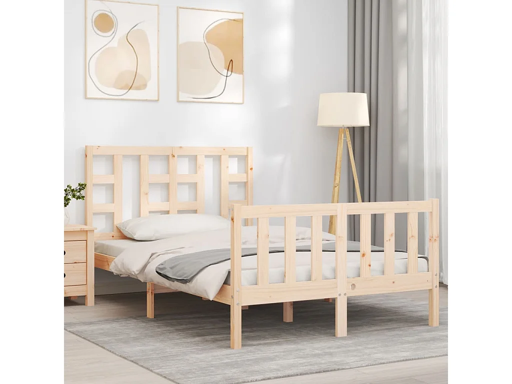Lit-120x190 cm avec tête de lit petit double bois massif EGGB23367