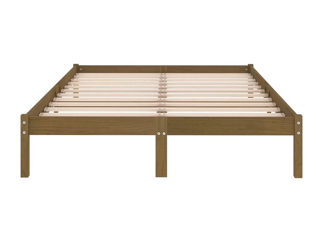 Lit-200x200 cm Marron miel Bois de pin massif EGGB21242