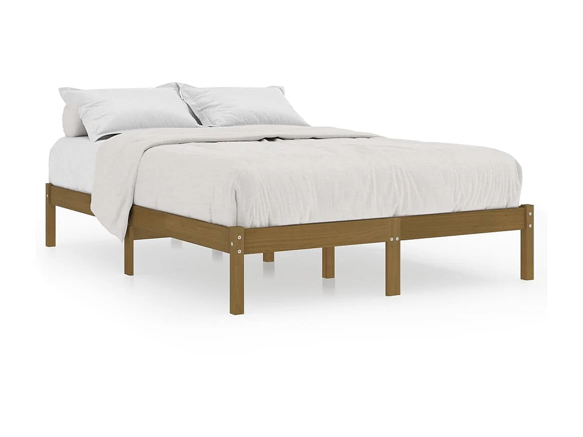 Lit-200x200 cm Marron miel Bois de pin massif EGGB21242