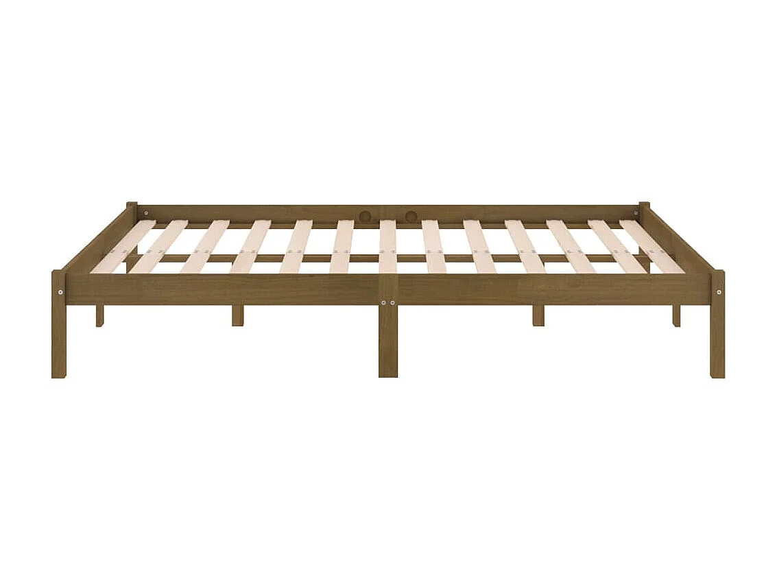 Lit-200x200 cm Marron miel Bois de pin massif EGGB21242