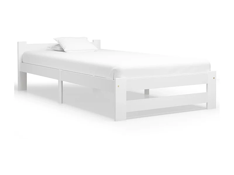 Lit-100x200 cm Blanc Bois de pin massif EGGB62059