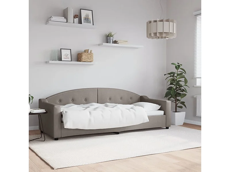 Cama 80x200 cm tela gris taupe ES97132
