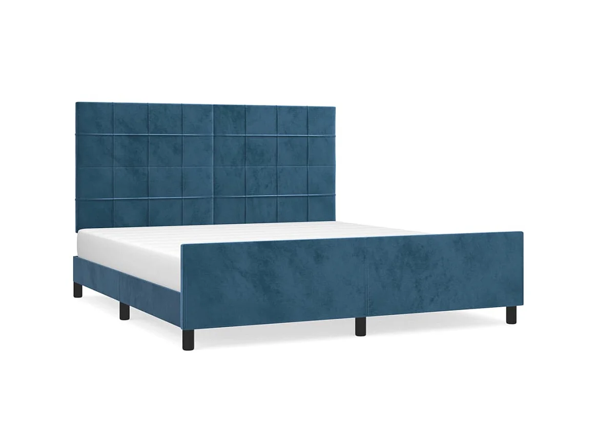 Cama 160x200 cm con cabecero terciopelo azul oscuro ES34097