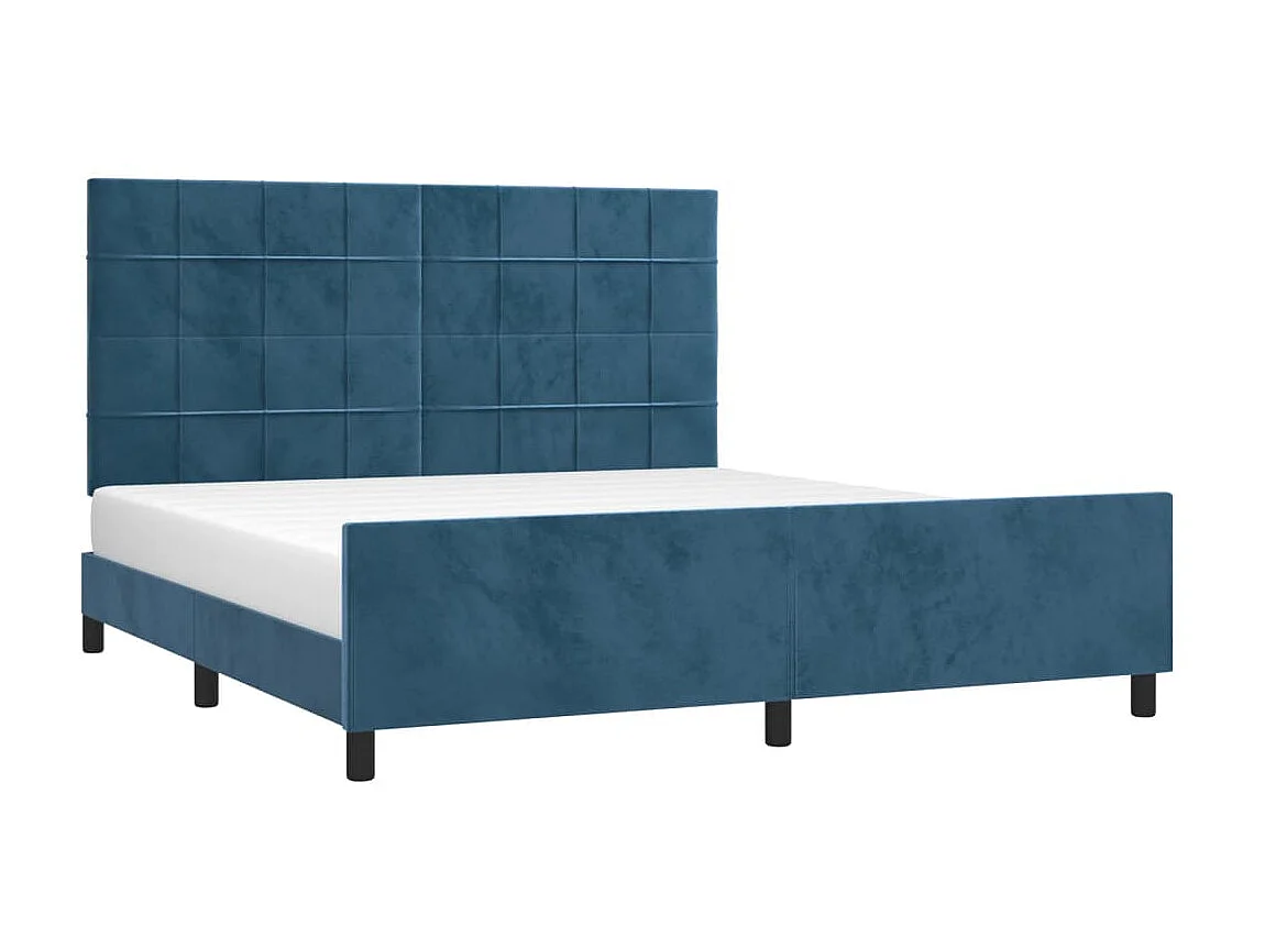 Cama 160x200 cm con cabecero terciopelo azul oscuro ES34097