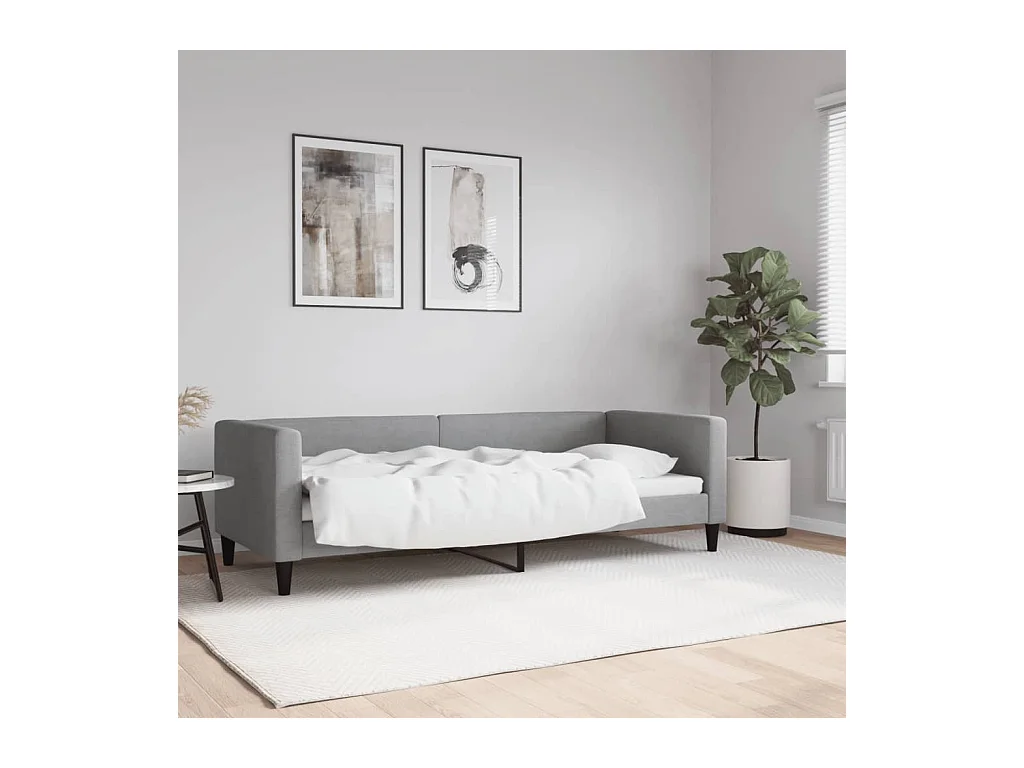 Lit-80x200 cm de repos gris clair tissu EGGB81471