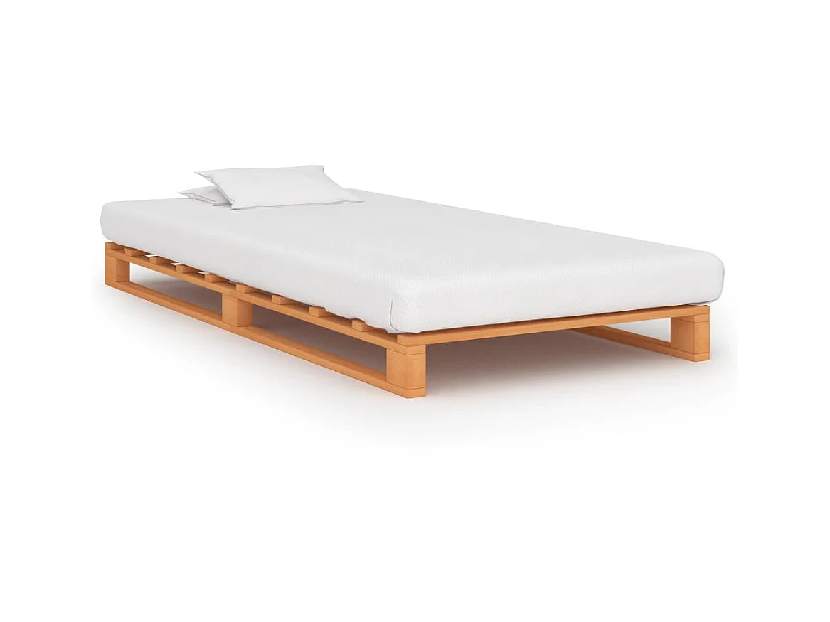 Lit-90x200 cm de palette Marron Bois de pin massif EGGB58462