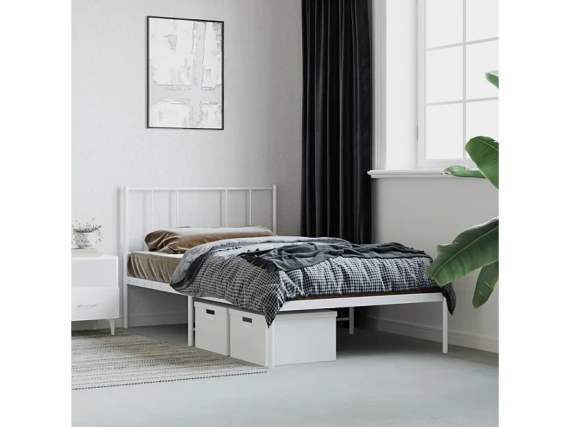 Cama com cabeceira 90x190 cm metal branco PT900687
