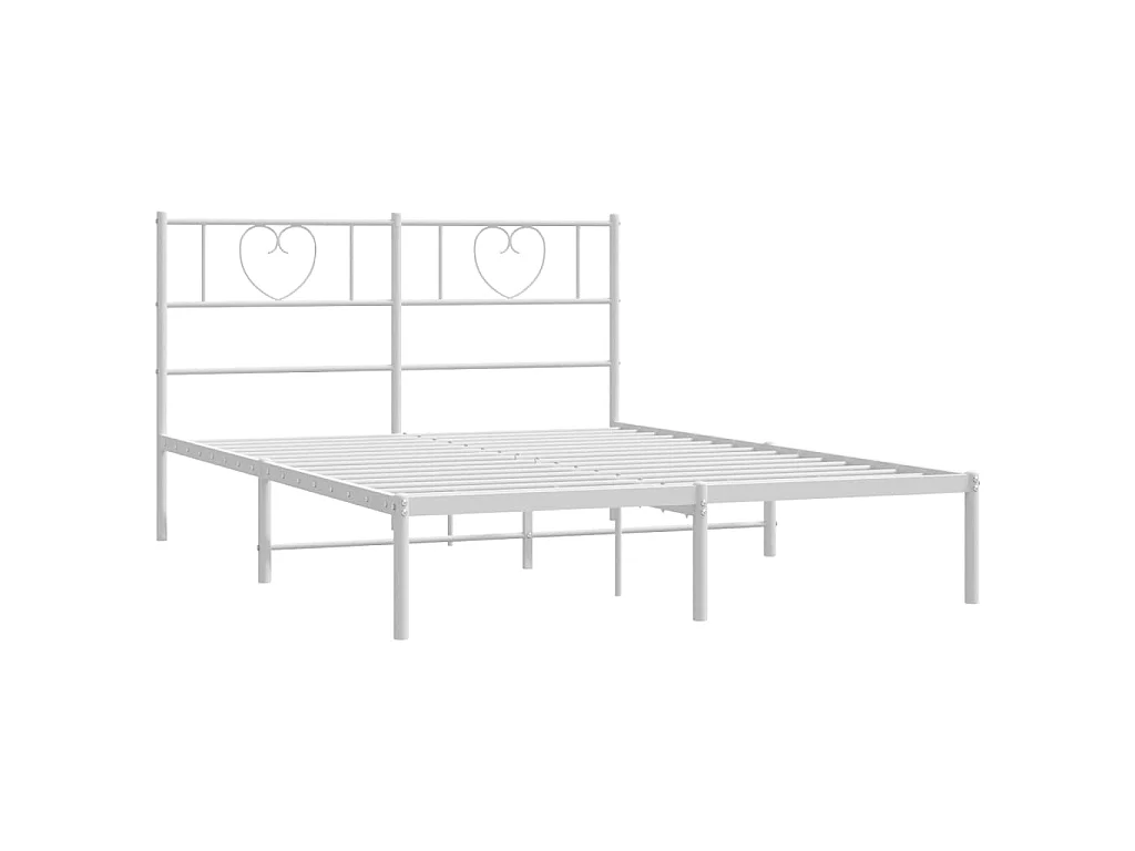 Lit-120x190 cm métal avec tête de lit blanc EGGB68185