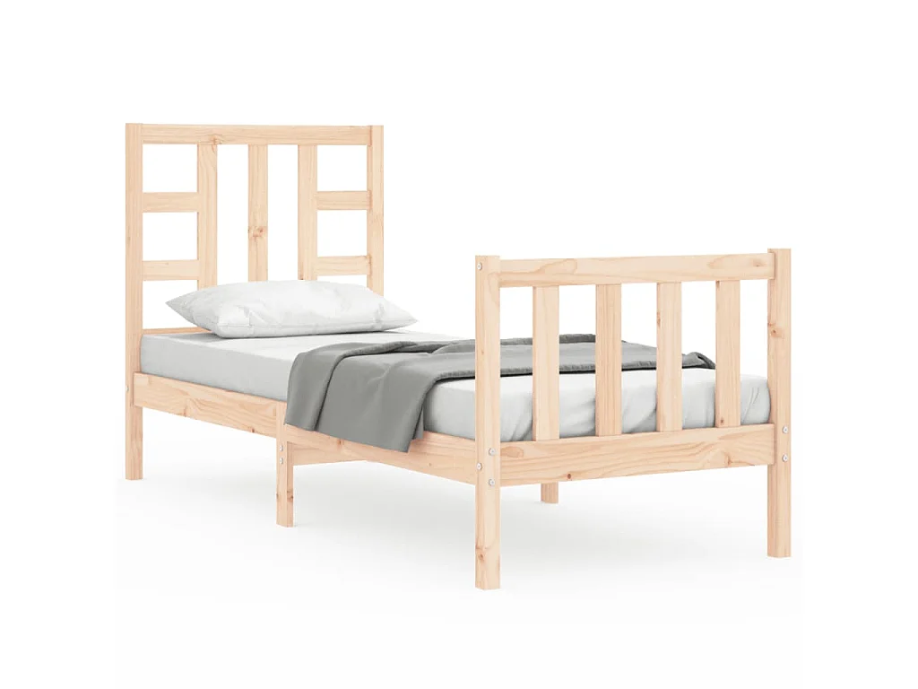 Lit-75x190 cm avec tête de lit petit simple bois massif EGGB35053
