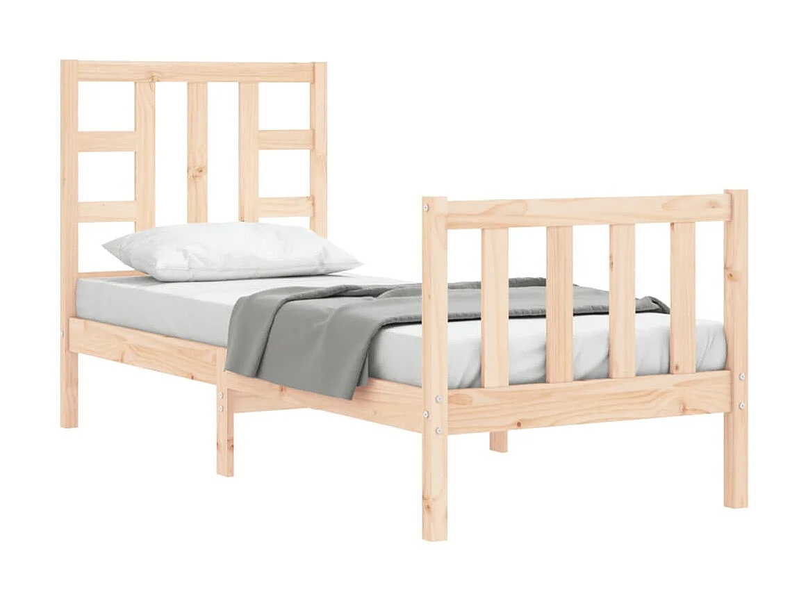 Lit-75x190 cm avec tête de lit petit simple bois massif EGGB35053