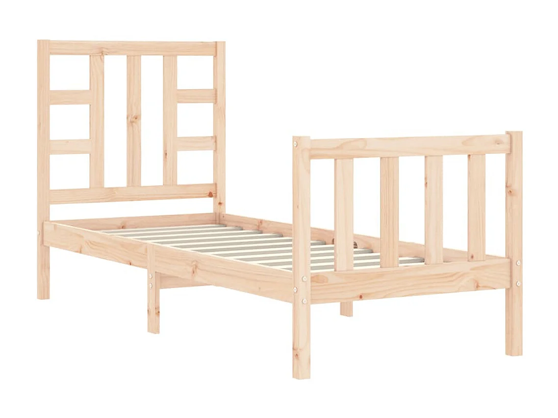 Lit-75x190 cm avec tête de lit petit simple bois massif EGGB35053