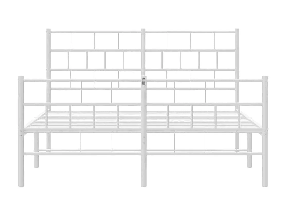 Lit-150x200 cm métal avec tête de lit/pied de lit blanc EGGB57521