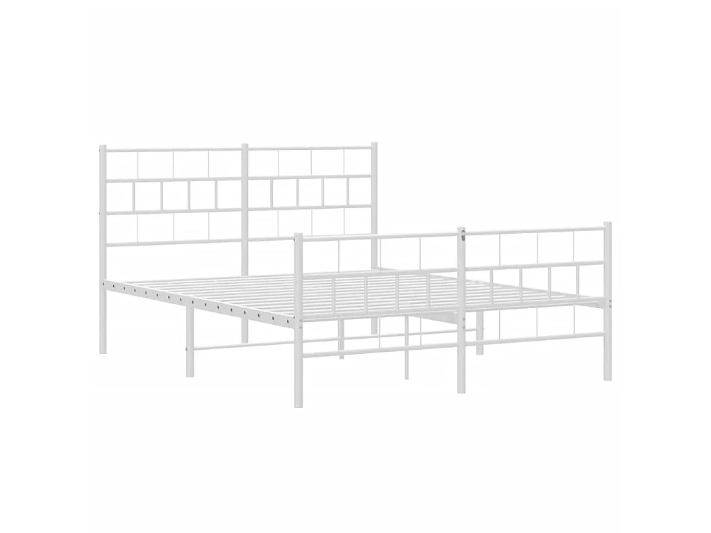Lit-150x200 cm métal avec tête de lit/pied de lit blanc EGGB57521