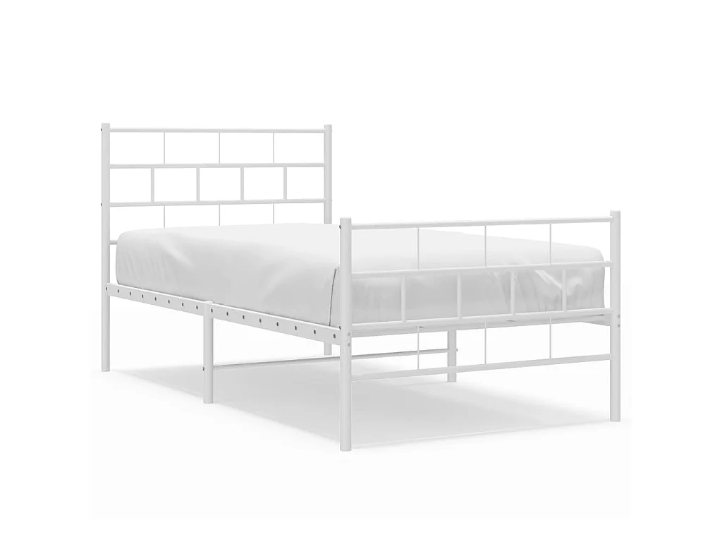 Lit-107x203 cm métal avec tête de lit/pied de lit blanc EGGB95829