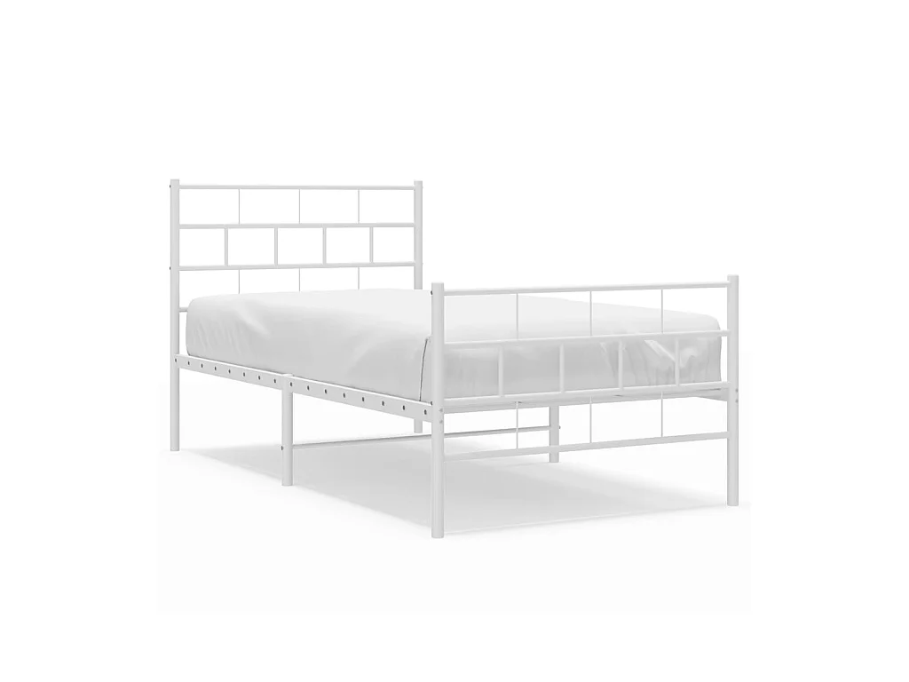 Cama 100x200 cm metal con cabecero y pie cama blanca ES61701