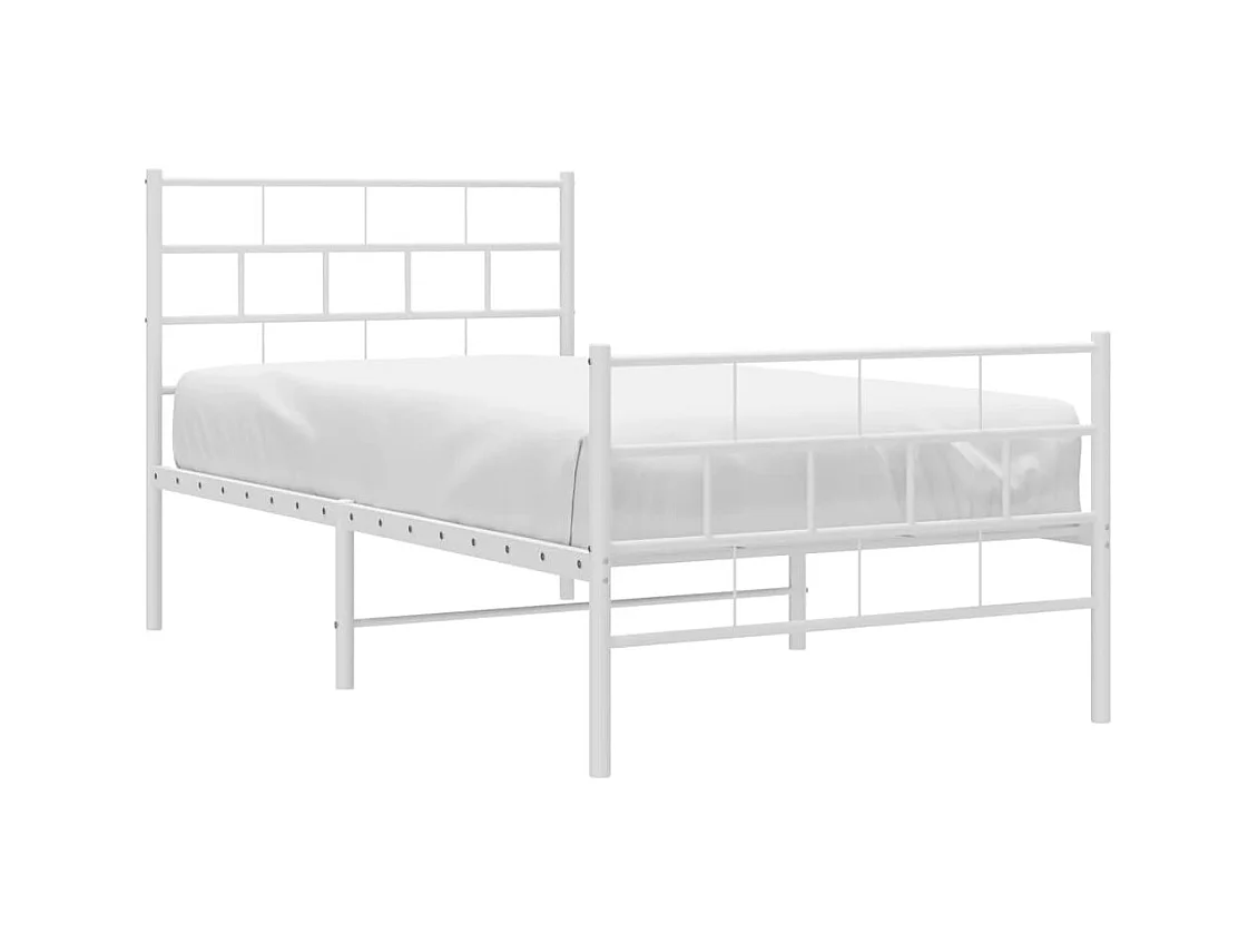Cama 100x200 cm metal con cabecero y pie cama blanca ES61701
