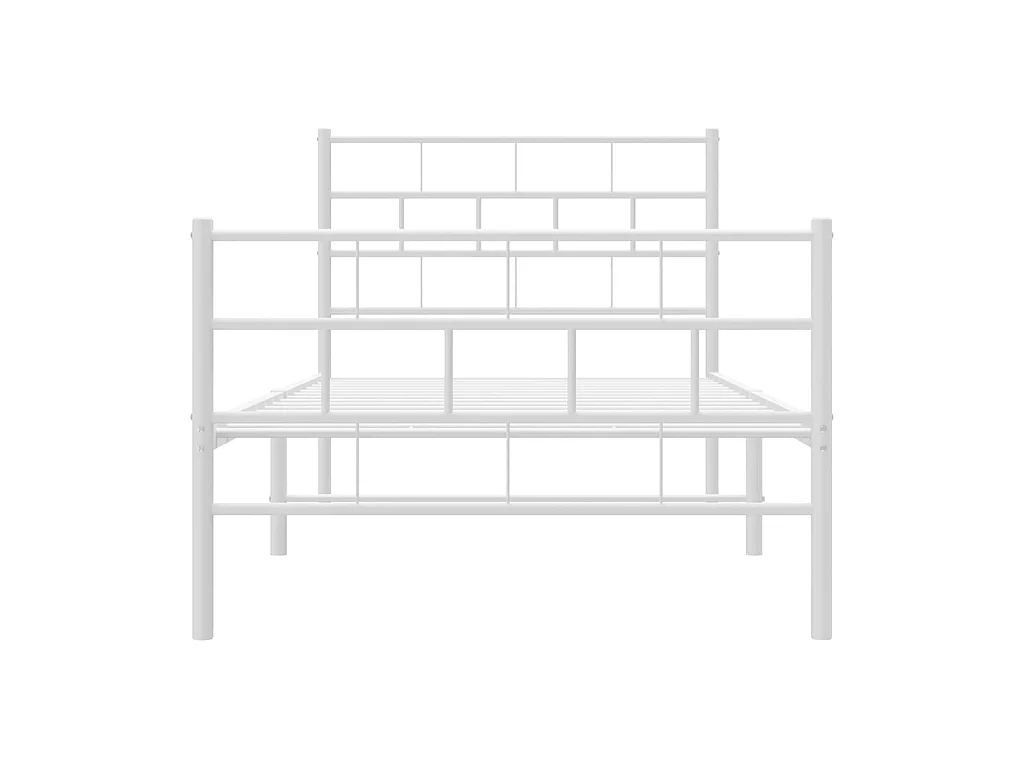 Cama 100x200 cm metal con cabecero y pie cama blanca ES61701
