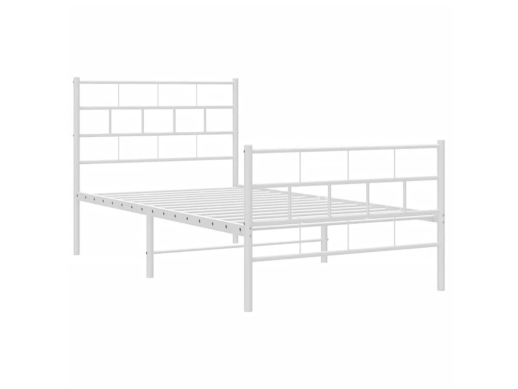 Cama com cabeceira e pés 107x203 cm metal branco PT591379
