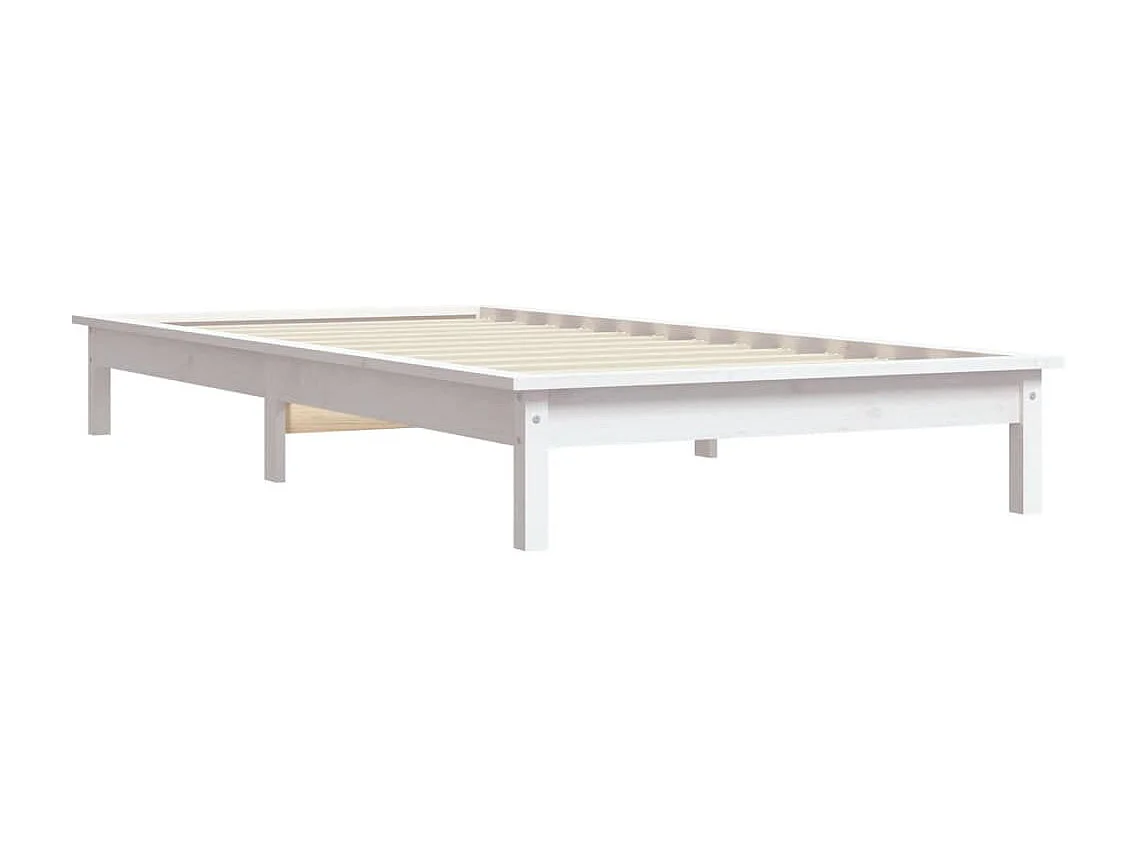 Cama 90x200 cm pinho maciço branco PT261019