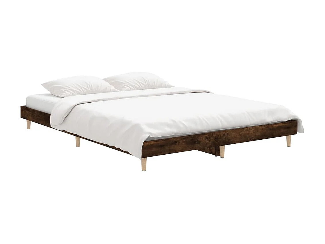 Lit-135x190 cm chêne fumé bois d'ingénierie EGGB74470