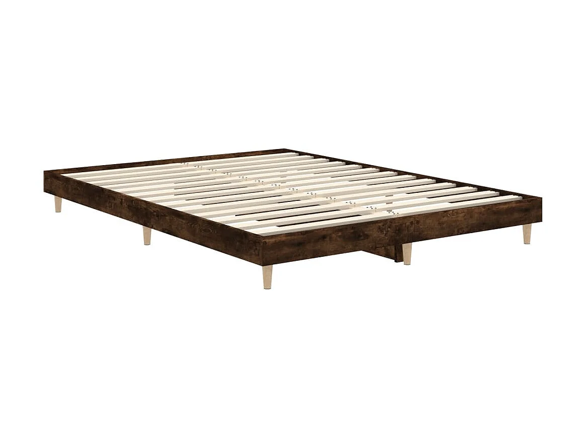 Lit-135x190 cm chêne fumé bois d'ingénierie EGGB74470