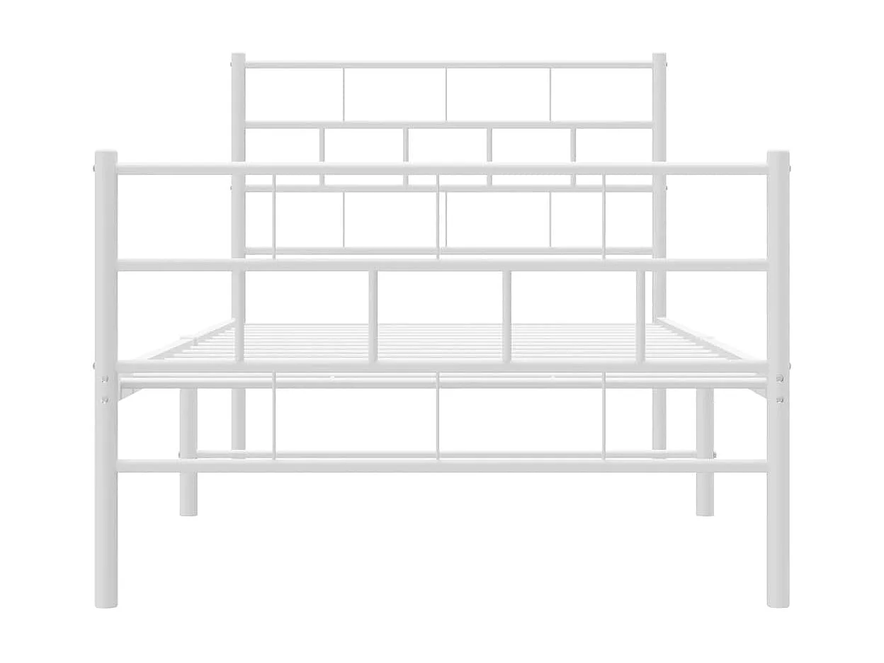 Lit-90x200 cm métal avec tête de lit/pied de lit blanc EGGB18513