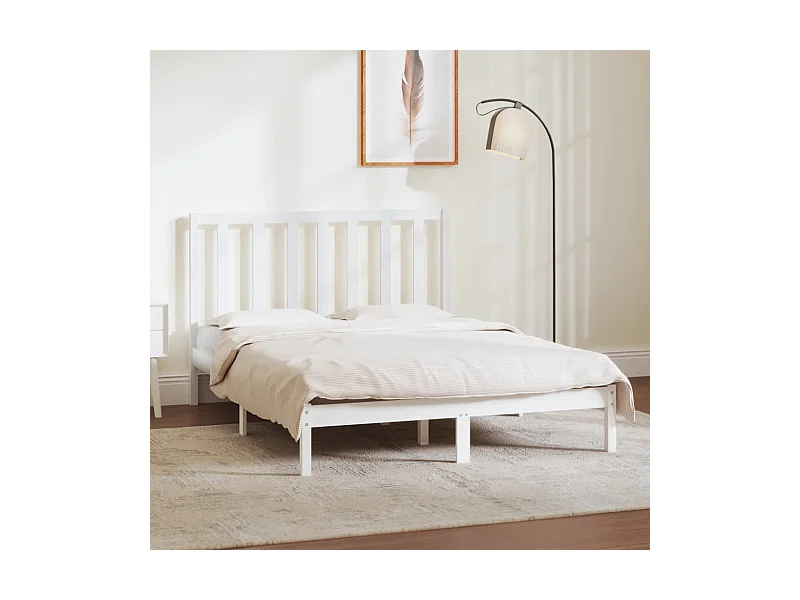 Bedframe massief grenenhout wit 140x190 cm NL63819